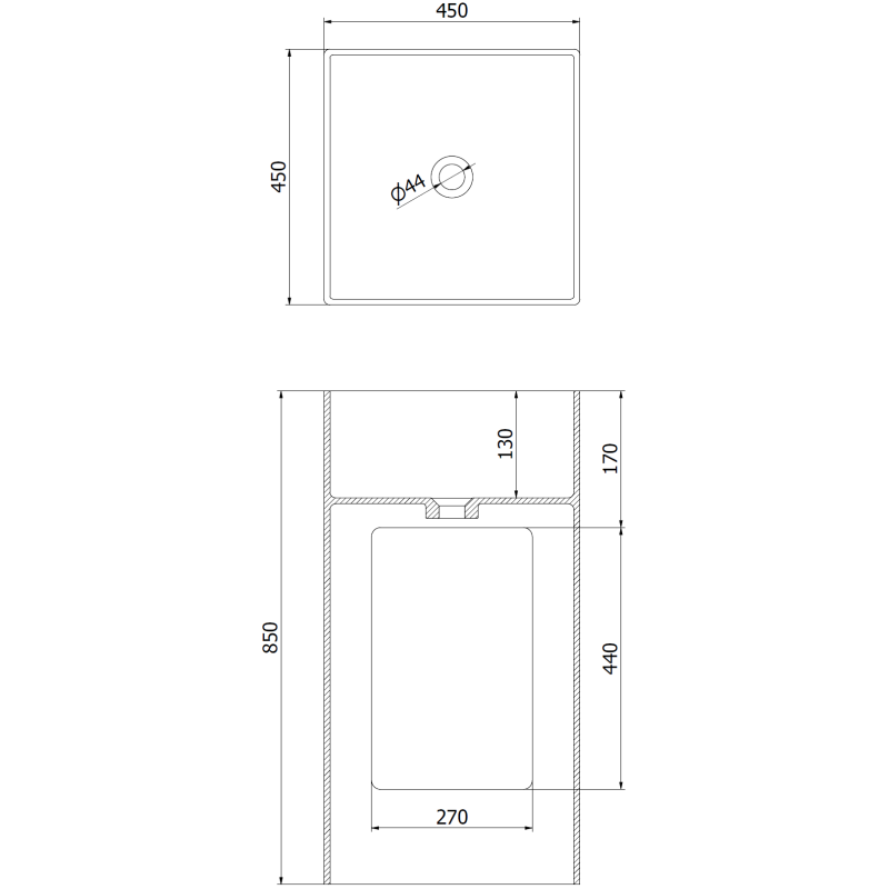 Mexen Xola-2 laisvai pastatomas iš konglomerato praustuvas 45 x 45 cm, matinė balta - 26594500