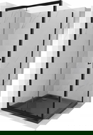 Mexen Apia stumetročnosti dušo kabina, 100 x 100 cm, skaidri, juoda + Flat dušo padėklas, juodas - 840-100-100-70-00-4070B