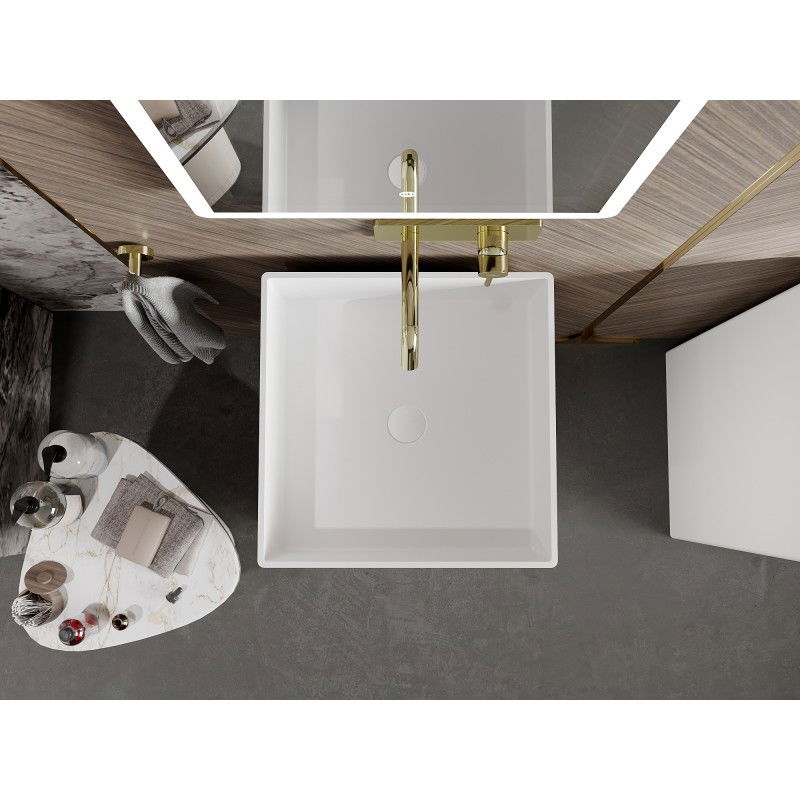 Mexen Xola-2 laisvai pastatomas iš konglomerato praustuvas 45 x 45 cm, matinė balta - 26594500