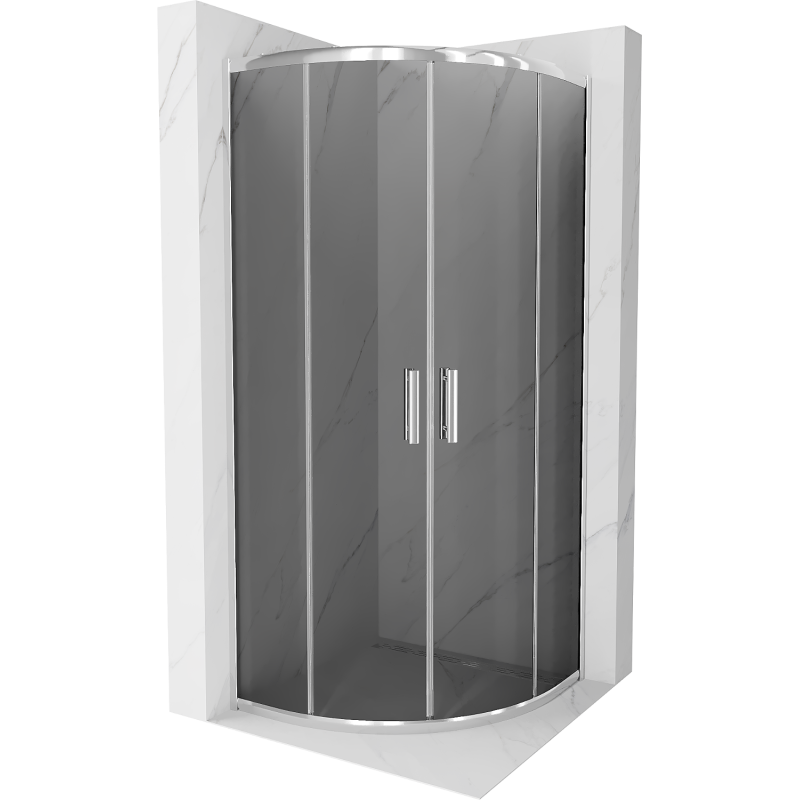 Mexen Rio pusapvalė dušo kabina 80 x 80 cm, grafito, chromas - 863-080-080-01-40