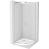 Mexen Rio pusapvalė dušo kabina 90 x 90 cm, skaidri, chromuota + padėklas Flat, baltas - 863-090-090-01-00-4110