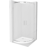 Mexen Rio pusapvalė dušo kabina 80 x 80 cm, matinė, chromas + Flat dušo padėklas, baltas - 863-080-080-01-30-4110