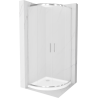 Mexen Rio 90 x 90 cm pusiau apvalus dušo kabinas, matinė, chromas + plokščias dušo padėklas, baltas