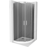 Mexen Rio dušo kabina puslankiu 80 x 80 cm, grafitas, chromas + „Flat“ dušo padėklas, baltas - 863-080-080-01-40-4110