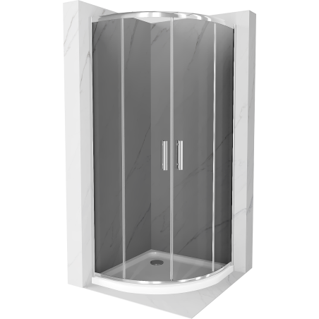 Mexen Rio pusapvalė dušo kabina 90 x 90 cm, grafitas, chromas + Flat dušo padėklas, baltas - 863-090-090-01-40-4110
