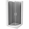 Mexen Rio pusapvalė dušo kabina 90 x 90 cm, grafitas, chromas + Flat dušo padėklas, baltas - 863-090-090-01-40-4110