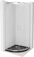 Mexen Rio Dušo kabina pusiau apvali 90 x 90 cm, skaidri, chromuota + plokščia dušo padėklas, juodas