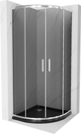 Mexen Rio pusapvalė dušo kabina 80 x 80 cm, grafitas, chromas + juodas Flat padėklas - 863-080-080-01-40-4170