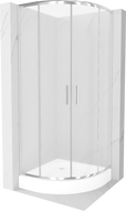 Mexen Rio pusapvalė dušo kabina 80 x 80 cm, matinė, chromuota + padėklas, balta - 863-080-080-01-30-4710