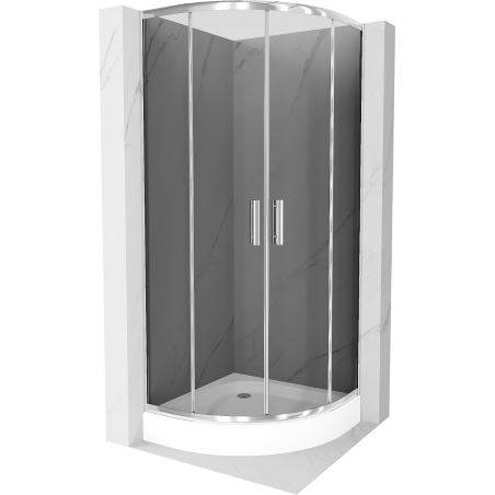 Mexen Rio pusapvalė dušo kabina 90 x 90 cm, grafitas, chromas + dušo padėklas, baltas - 863-090-090-01-40-4710