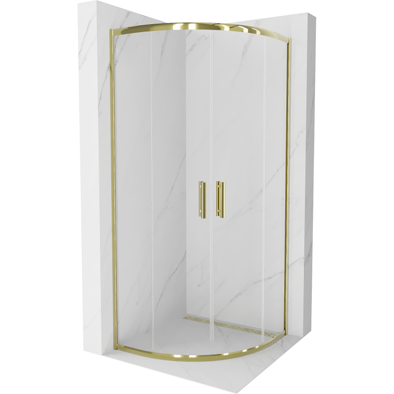 Mexen Rio pusapvalė dušo kabina 90 x 90 cm, skaidri, auksinė - 863-090-090-50-00