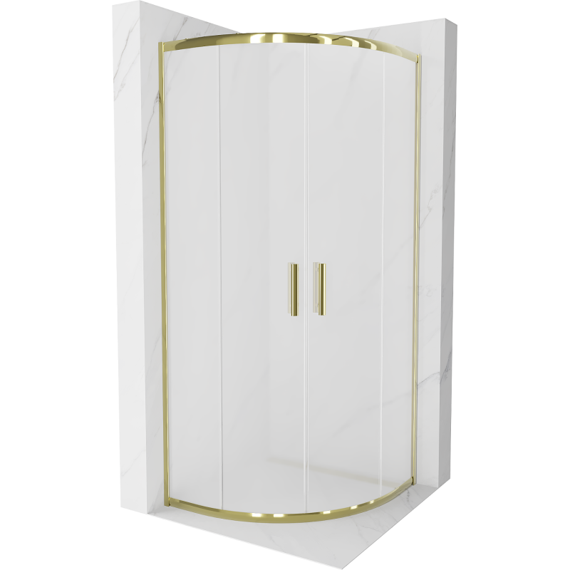 Mexen Rio pusapvalė dušo kabina 70 x 70 cm, matinė, auksinė - 863-070-070-50-30