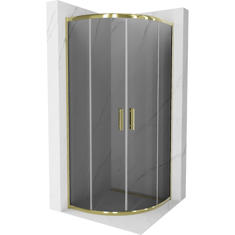 Mexen Rio pusrutulinė dušo kabina 80 x 80 cm, grafitas, auksinė - 863-080-080-50-40