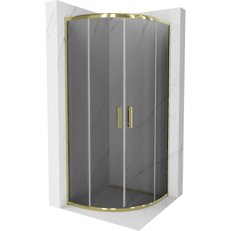 Mexen Rio pusrutulinė dušo kabina 80 x 80 cm, grafitas, auksinė - 863-080-080-50-40