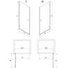 Mexen Lunar-B kairiosios pusės dušo durys 85 cm, permatomos, juodos - 832-085-000-70-00-L