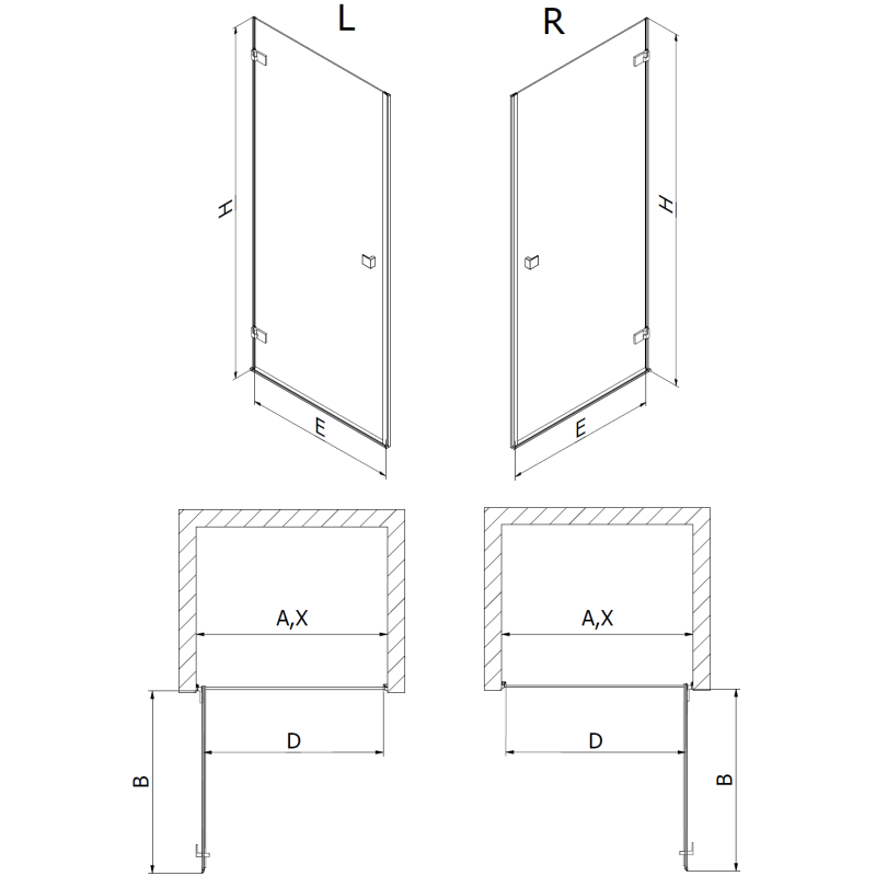 Mexen Lunar-B dešinės pusės dušo stumdomos durys 75 cm, skaidrios, pilkas metalas - 832-075-000-95-00-P