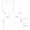 Mexen Lunar-B L dešinės pusės prabangus dušo kabinas 80 x 80 cm, skaidrus, šlifuotas pilkas - 832L-080-080-66-00-P