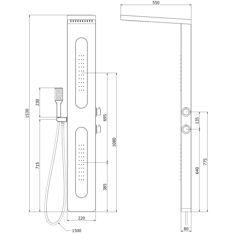 Mexen Mano dušo plokštė, juoda - 7609-02-70