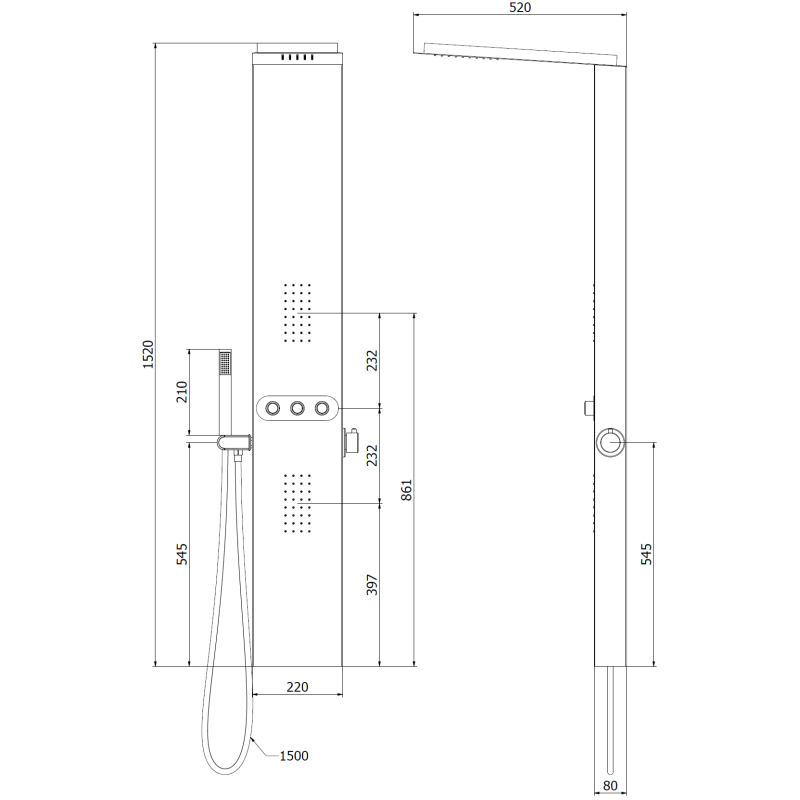 Mexen Omar dušo panelis, chromas - 7610-03-00