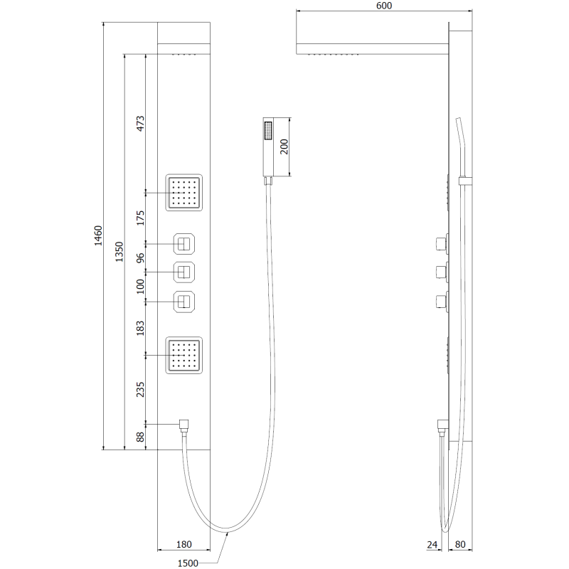 Mexen Savio potinkinis dušo komplektas, chromas - 7605-03-00