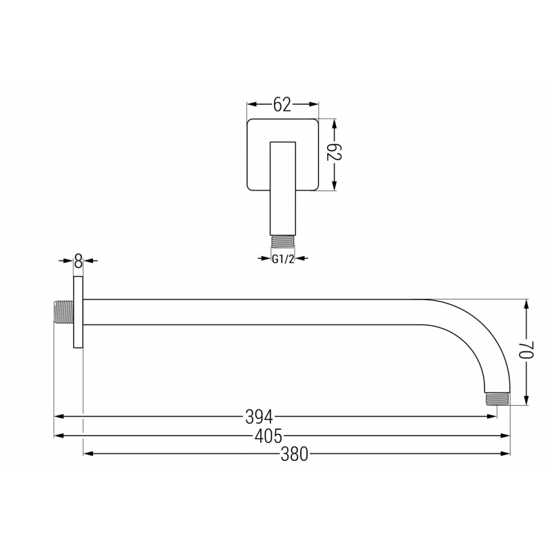 Mexen sieninis dušo laikiklis 38 cm chromuotas - 79113-00