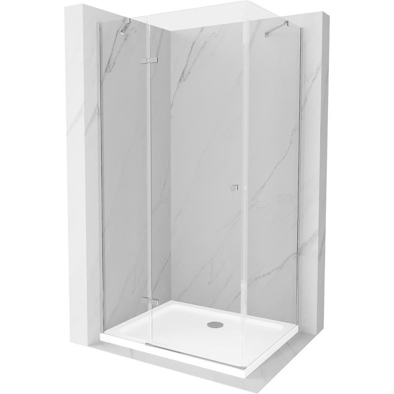 Mexen Roma pakreipiama dušo kabina 70 x 80 cm, Skaidrus, Chromo + dušo padėklas Flat - 854-070-080-01-00-4010