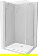 Mexen Roma atsidarančios dušo kabinos 90 x 80 cm, skaidri, chromuota + Flat padėklas - 854-090-080-01-00-4010