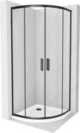 Mexen Rio pusapvalė dušo kabina 80 x 80 cm, skaidri, juoda + Flat, baltas dušo padėklas - 863-080-080-70-00-4110B