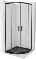 Mexen Rio pusapvalė dušo kabina 90 x 90 cm, skaidri, juoda + padėklas Flat, juodas - 863-090-090-70-00-4170B