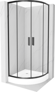 Mexen Rio pusapvalė dušo kabina 90 x 90 cm, permatoma, juoda + padėklas, baltas - 863-090-090-70-00-4710
