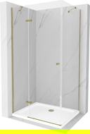 Mexen Roma stumdomas dušo kabinas 120 x 80 cm, skaidrus, auksinis + plokščias padėklas - 854-120-080-50-00-4010