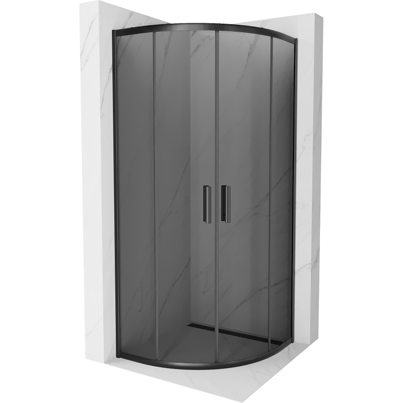 Mexen Rio apvali dušo kabina 80 x 80 cm, grafitas, juoda - 863-080-080-70-40
