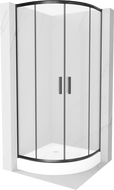 Mexen Rio pusapvalė dušo kabina 70 x 70 cm, matinė, juoda + padėklas, baltas - 863-070-070-70-30-4710