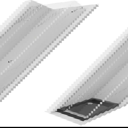 Mexen Roma dušo kabina atveriama 90 x 90 cm, skaidri, chromuota + plokščias padėklas, juodas - 854-090-090-01-00-4070