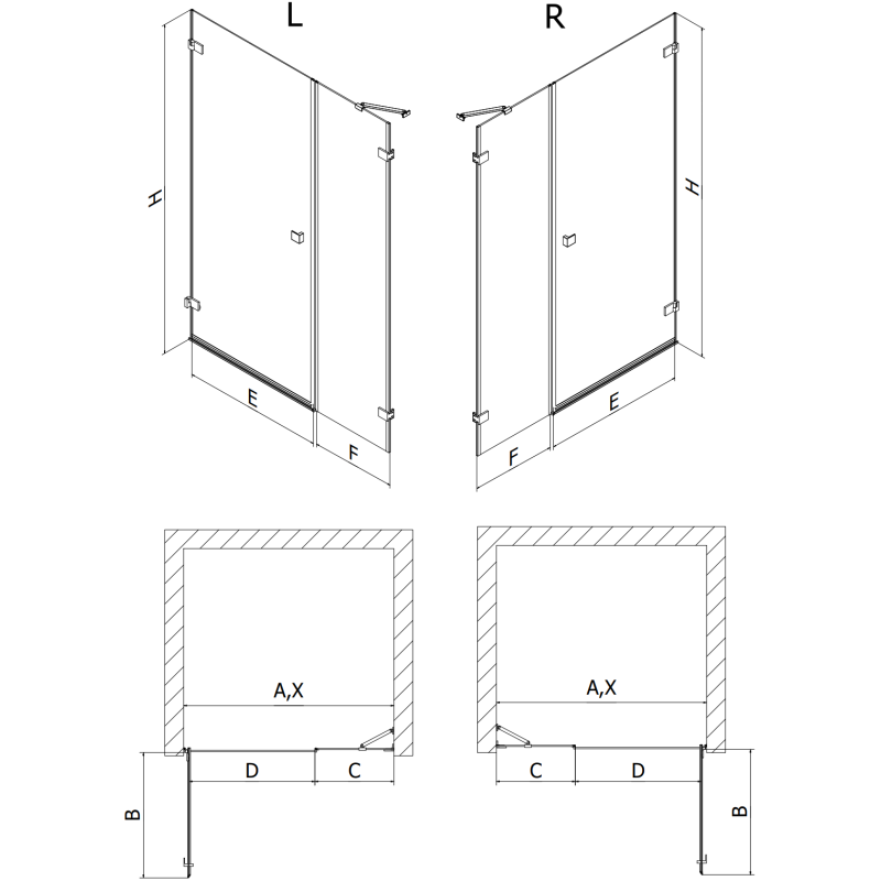 Mexen Lunar-B dešinės pusės dušo durys, varstomos, 120 cm, skaidrios, baltos - 832S-120-050-20-00-P