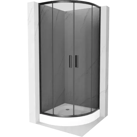 Mexen Rio pusapvalė dušo kabina 70 x 70 cm, grafito, juoda + Rio padėklas, baltas - 863-070-070-70-40-4710