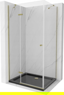Mexen Roma atveriama dušo kabina 120 x 90 cm, skaidri, aukso spalvos + Flat dušo padėklas, juodas - 854-120-090-50-00-4070G