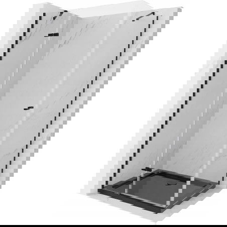 Mexen Roma atveriama dušo kabina 100 x 90 cm, skaidri, juoda + Flat padėklas, juodas - 854-100-090-70-00-4070B