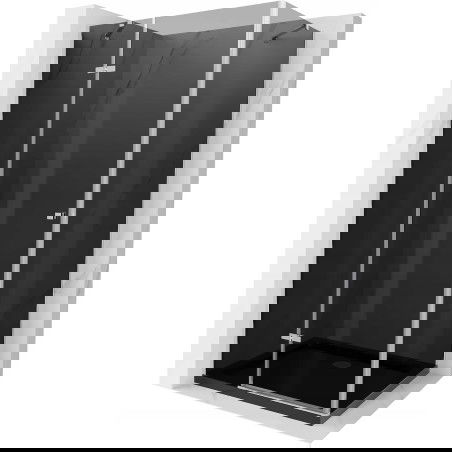 Mexen Roma atveriamos dušo kabinos 90 x 100 cm, grafitas, chromas + Flat padėklas, juodas - 854-090-100-01-40-4070