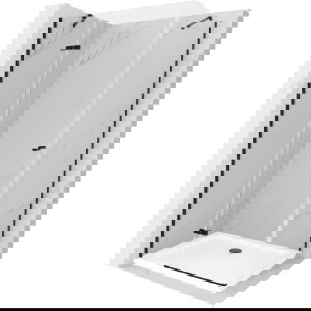 Mexen Roma vonios kabina su durelėmis 80 x 70 cm, skaidri, juoda + plokščiasis padėklas, baltas - 854-080-070-70-00-4010B