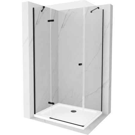 Mexen Roma dušo kabina atsidaranti 120 x 70 cm, skaidri, juoda + Flat padėklas, baltas - 854-120-070-70-00-4010B