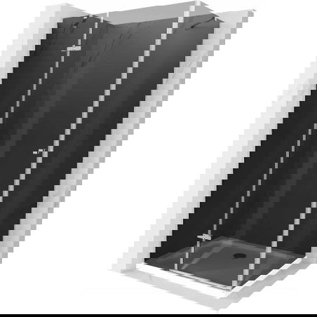 Mexen Roma atveriama dušo kabina 70 x 90 cm, grafitas, chromas + Flat padėklas, baltas - 854-070-090-01-40-4010