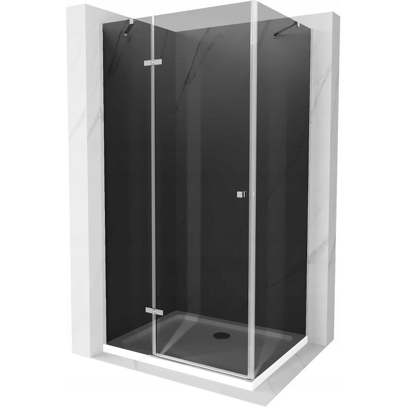 Mexen Roma varstoma dušo kabina 120 x 70 cm, grafitas, chromas + Flat padėklas, baltas - 854-120-070-01-40-4010