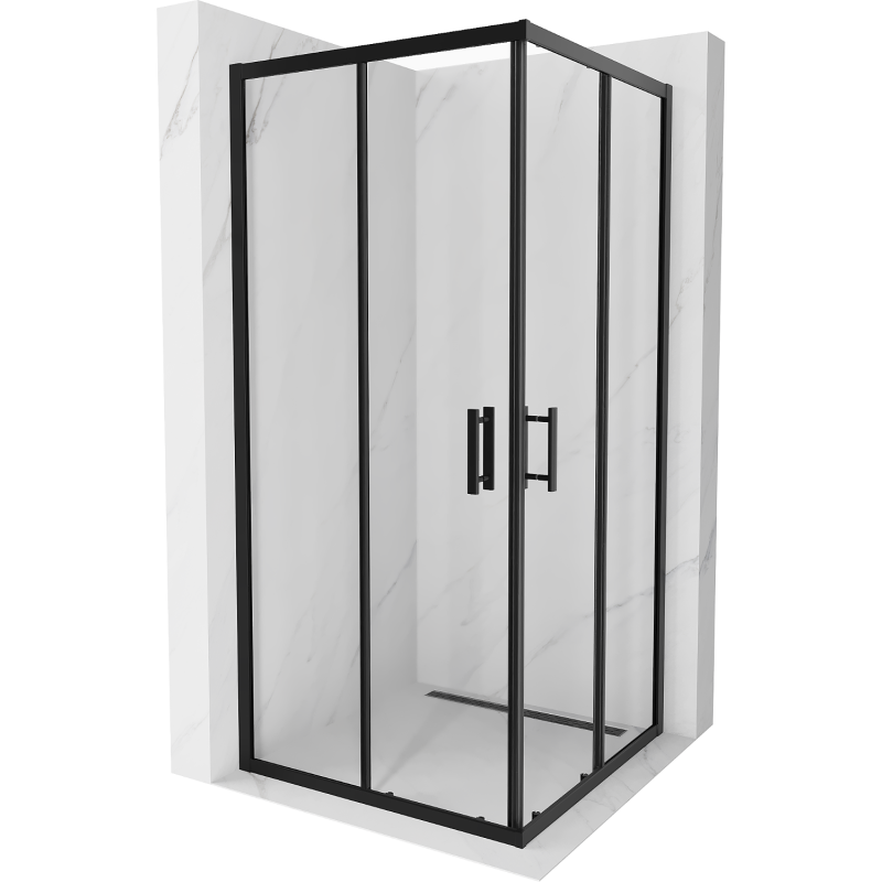 Mexen Rio kvadratinė dušo kabina 90 x 90 cm, skaidri, juoda - 860-090-090-70-00