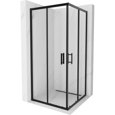 Mexen Rio kvadratinė dušo kabina 90 x 90 cm, skaidri, juoda - 860-090-090-70-00