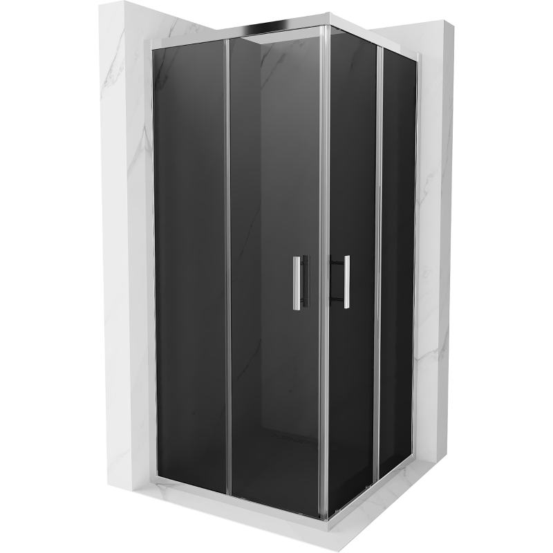 Mexen Rio kvadratinė dušo kabina 90 x 90 cm, grafito spalvos, chromuota - 860-090-090-01-40