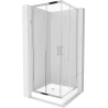 Mexen Rio kvadratinė dušo kabina 80 x 80 cm, skaidri, chromuota + padėklas, baltas - 860-080-080-01-00-4510