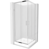 Mexen Rio kvadratinė dušo kabina 80 x 80 cm, matinė, chromas + padėklas, baltas - 860-080-080-01-30-4510