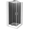 Mexen Rio kvadratinė dušo kabina 80 x 80 cm, grafitas, chromuota + padėklas , baltas - 860-080-080-01-40-4510
