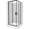 Mexen Rio kvadratinė dušo kabina 80 x 80 cm, permatoma, juoda + padėklas, baltas - 860-080-080-70-00-4510
